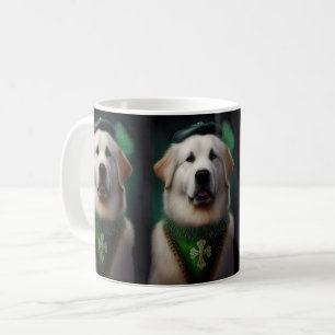 Großer Pyrenäenhund in St. Patrick's Day-Kleid Kaffeetasse