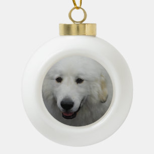 Großer Pyrenäenhund Keramik Kugel-Ornament