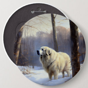 Großer Pyrenäenhund Lass es schneien Weihnachten Button
