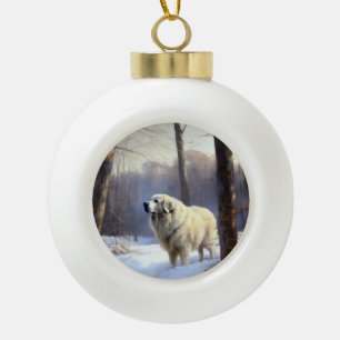 Großer Pyrenäenhund Lass es schneien Weihnachten Keramik Kugel-Ornament
