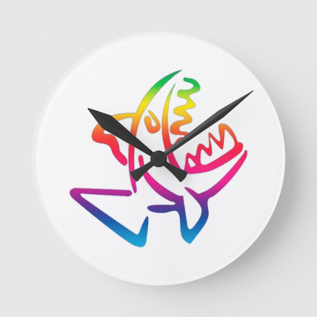 großer Regenbogenhai Runde Wanduhr (Vorderseite)