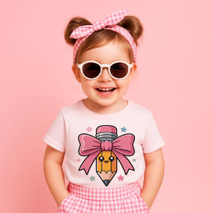 Großer rosa Schleifen Bleistift Zurück zur Schule  T-Shirt