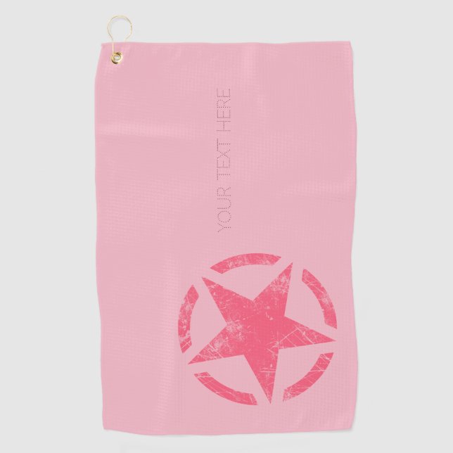 Grosser rosa Sternengestalterischer Stil mit Text  Golfhandtuch (Vorderseite)