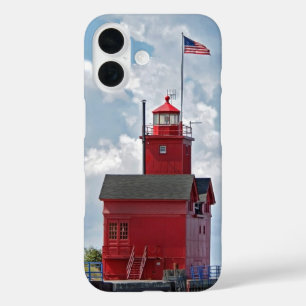Großer roter Leuchtturm in Michigan iPhone 16 Hülle