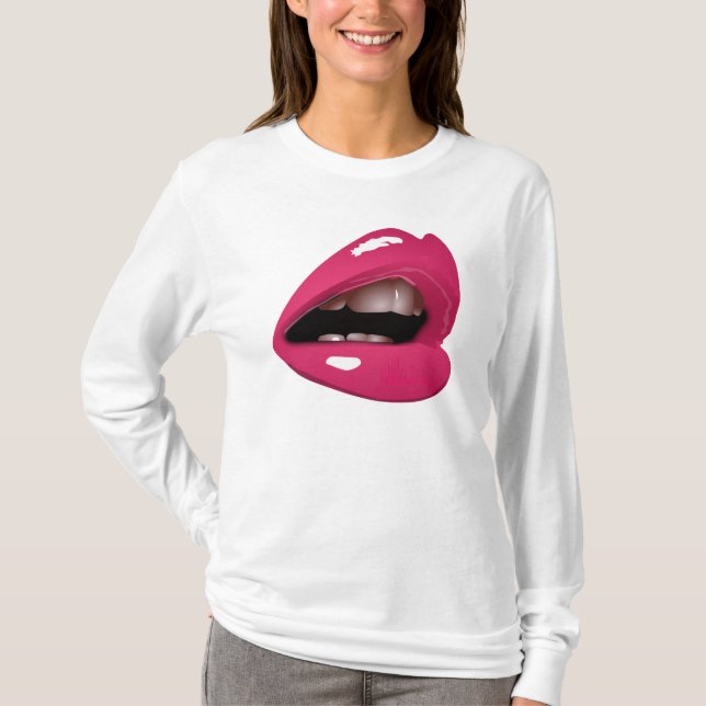 Großer roter LippenHoodie T-Shirt (Vorderseite)