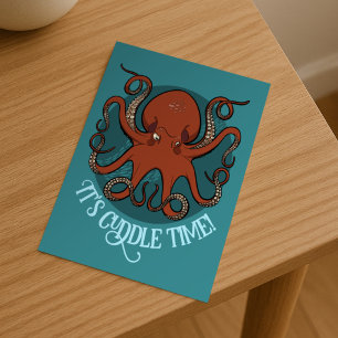 Großer roter Oktopus mit individuellem Text - naut Postkarte