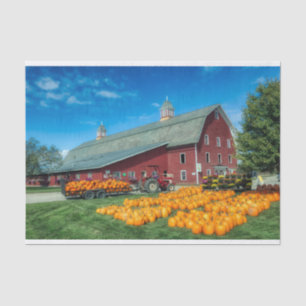 Grosser roter Vermont-Stall mit Pumpkins Seidenpapier
