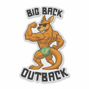 Großer Rücken Outback – Lustiges Känguru-Gym-Worko Aufkleber
