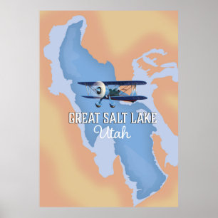 Großer Salk Lake Utah Karte Reiseplakat. Poster