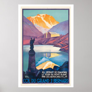 Großer Sankt Bernhard Pass Vintage-Reiseposter von Poster