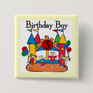 Großer Schlag-Jungen-3. Geburtstags-T-Shirts und Button