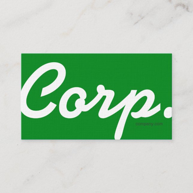 Großer Schriftart, einfach, grüne Geschäftskarte Visitenkarte (Vorderseite)