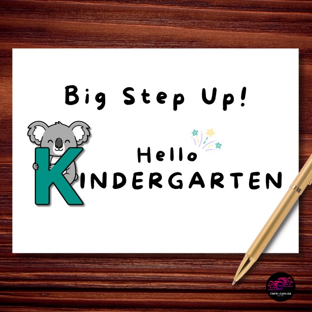 Großer Schritt nach vorn Hallo Kindergarten-Abschl Karte (Big step up—hello kindergarten! 🎓🐨)