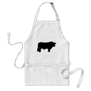 großer schwarzer Angus-Stier Schürze