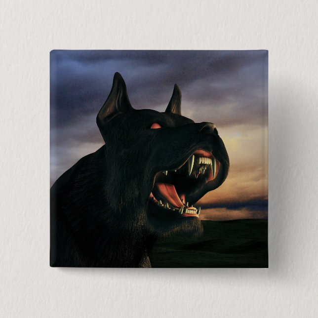 Großer, schwarzer Hund Button (Vorderseite)