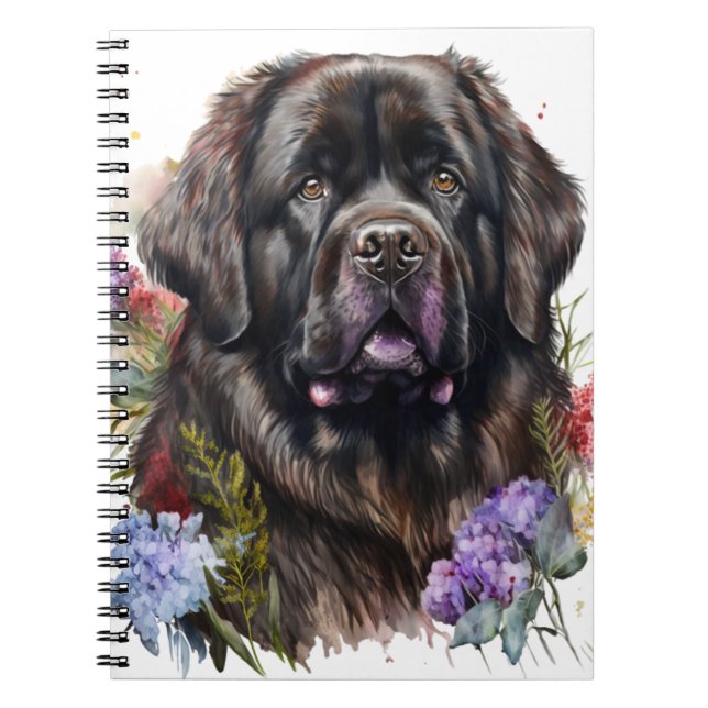 GROSSER SCHWARZER NEWFOUNDLAND HUND NOTIZBLOCK (Vorderseite)