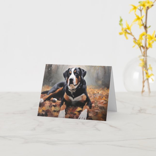 Grosser Schweizer Berg im Herbst Leaves Fall Karte (Gelbe Blume)