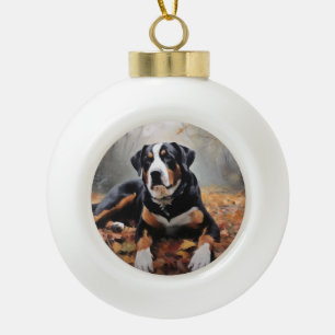 Grosser Schweizer Berg im Herbst Leaves Fall Keramik Kugel-Ornament