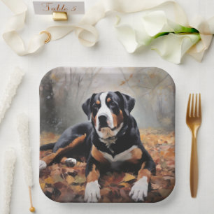 Grosser Schweizer Berg im Herbst Leaves Fall Pappteller