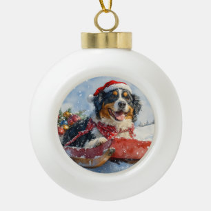 Grosser Schweizer Hund in der Schweiz Weihnachten Keramik Kugel-Ornament