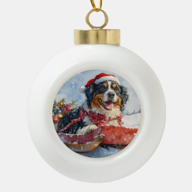 Grosser Schweizer Hund in der Schweiz Weihnachten Keramik Kugel-Ornament (Vorderseite)