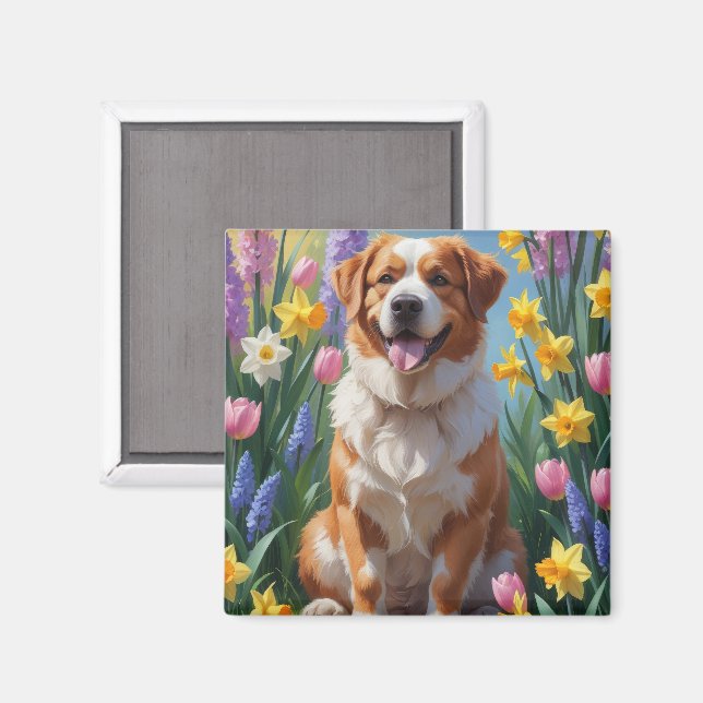 Grosser Schweizer Hundeschwalbe Blumen Malerei Magnet (Vorderseite/Rückseite)