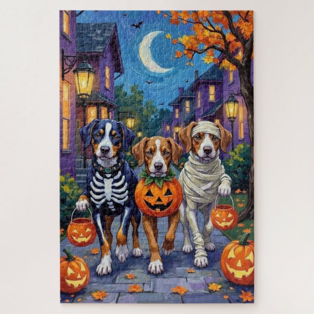 Größer Schweizer Sennenhund Halloween Süßigkeiten  Puzzle (Vertikal)