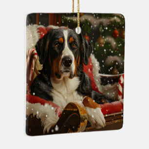 Großer Schweizer Sennenhund Weihnachtsfestlich Keramikornament