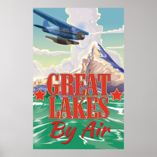 Großer-Seen-Reiseplakat im Vintage-Stil. Poster