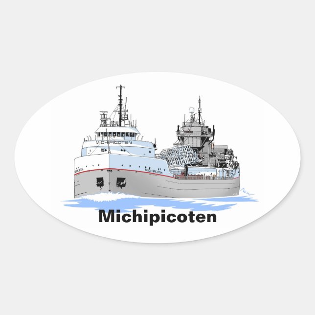 Großer Seenfrachter Michipicoten Ovaler Aufkleber (Vorderseite)