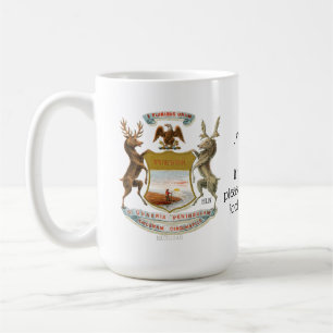Großer Staat von Michigan-Karte und Wappen Kaffeetasse