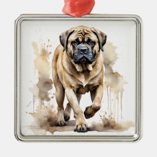 GROSSER TAN UND SCHWARZER MASTIFF-HUND ORNAMENT AUS METALL
