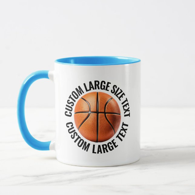 Großer Text HELLBLAU Combo 11oz Individueller Bask Tasse (Links)