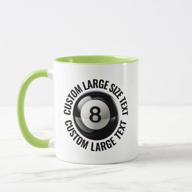 Großer Text LIME GRÜN Combo 325ml Custom 8 Ball Tasse (Links)