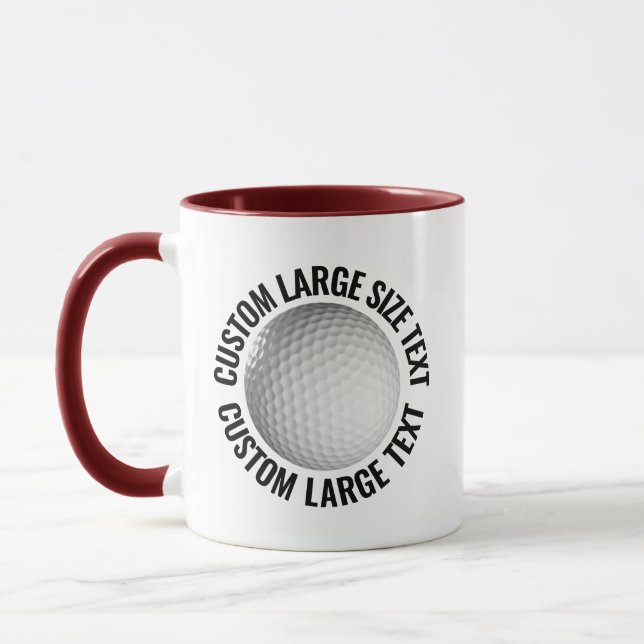 Großer Text MAROON Kombi 325g Custom Golf Tasse (Links)