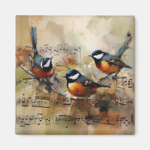 Großer Titmausvogel, auf einer Trennwand gemalt Magnet