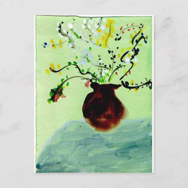 Großer Topf mit blühender Pflanze Postkarte (Vorderseite)