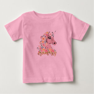 Großer Traum Blümchen Einhorn Baby T-shirt