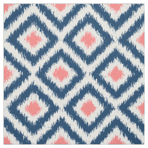 Großer Umfang blaues korallenrotes Ikat Stoff