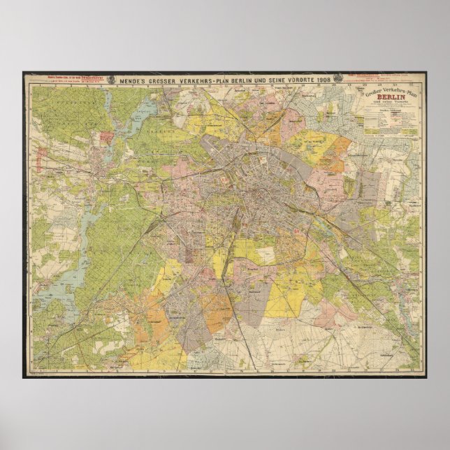 Grosser Verkehrs-Plan Berlin 1908 – Historic Map   Poster (Vorne)