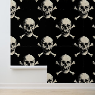 Großer Vintager Piratenschädel und Kreuzknochen Tapete
