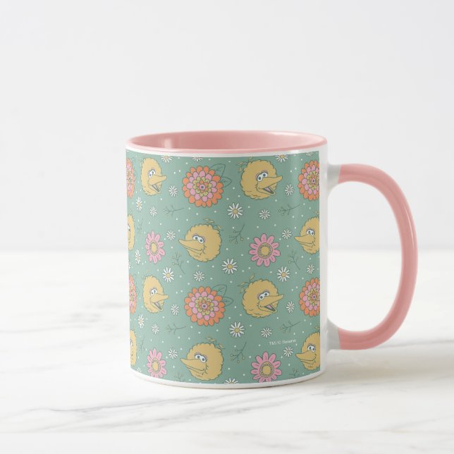 Großer Vogel | Good Vibes Blumenmuster Tasse (Rechts)