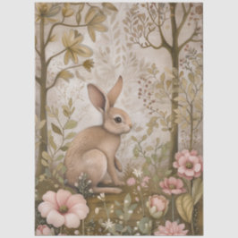 Grosser Wald Florals & Rabbit Dekoupage Seidenpapier