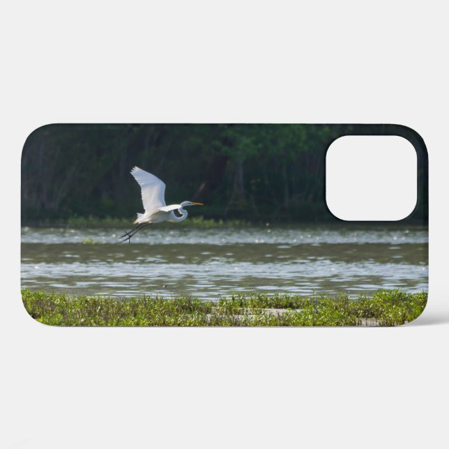 Großer weißer Egret-Flying-iPhone-Fall Case-Mate iPhone Hülle (Rückseite (Horizontal))