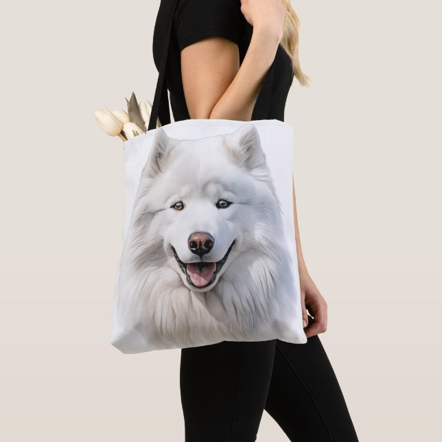 GROSSER WEISSER FLÜFFE SAMOYED HUND (Von Nahem)