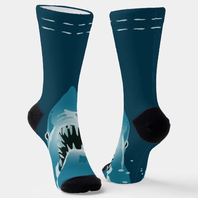 Großer Weißer Hai Aquamariner Blauer Ozean Socken (Gewinkelt)