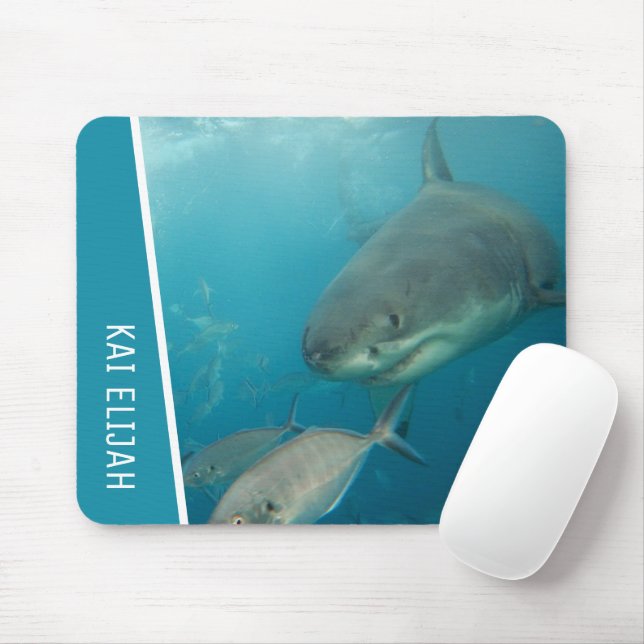 Großer Weißer Hai mit Fischmeer Mousepad (Mit Mouse)