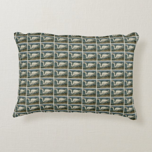 Großer Weißer Heron aus Audubons Vögeln Amerikas Dekokissen (Rückseite)