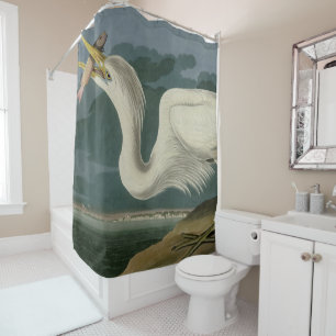 Großer Weißer Heron aus Audubons Vögeln Amerikas Duschvorhang