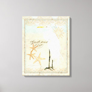 Großer Weißer Reiher Küstenstrand - Aquarellkunst Leinwanddruck